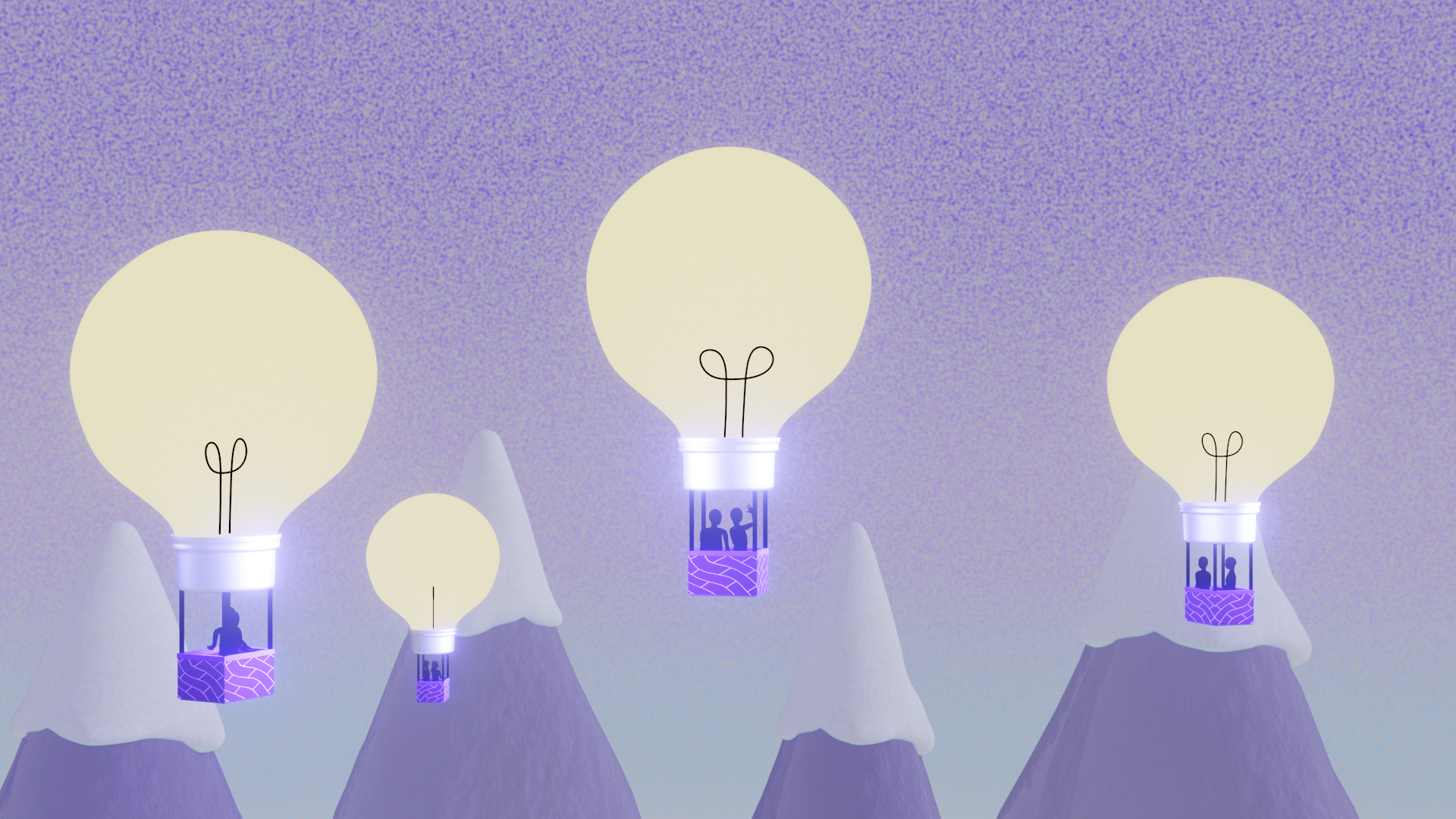Light bulb hot air ballons