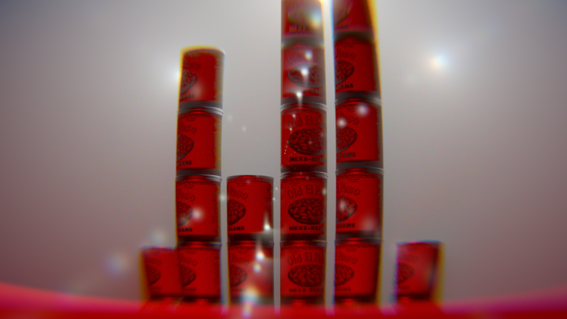 Stacked cans of beans