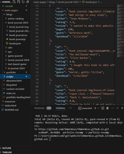 JSON of books for book blog